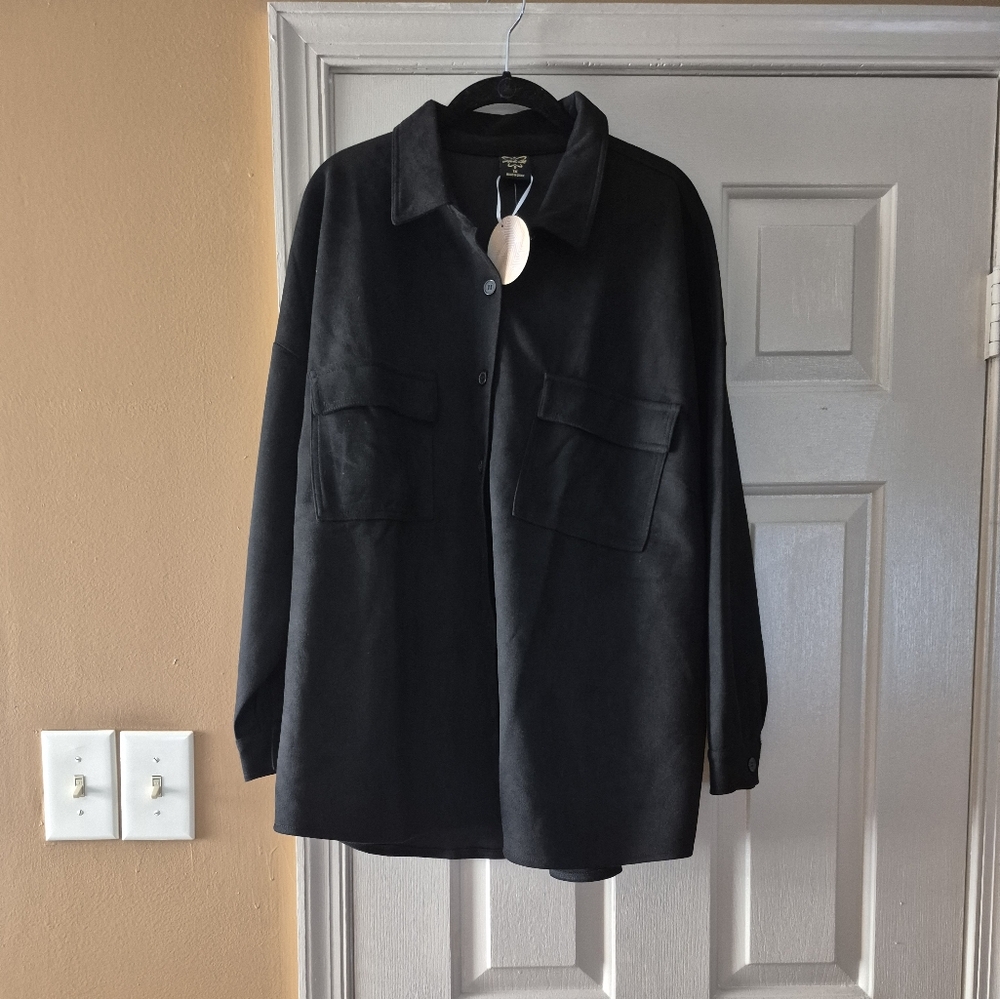 🆕Black Women's suede Cloth shirt/jacket - Picture 1 of 11